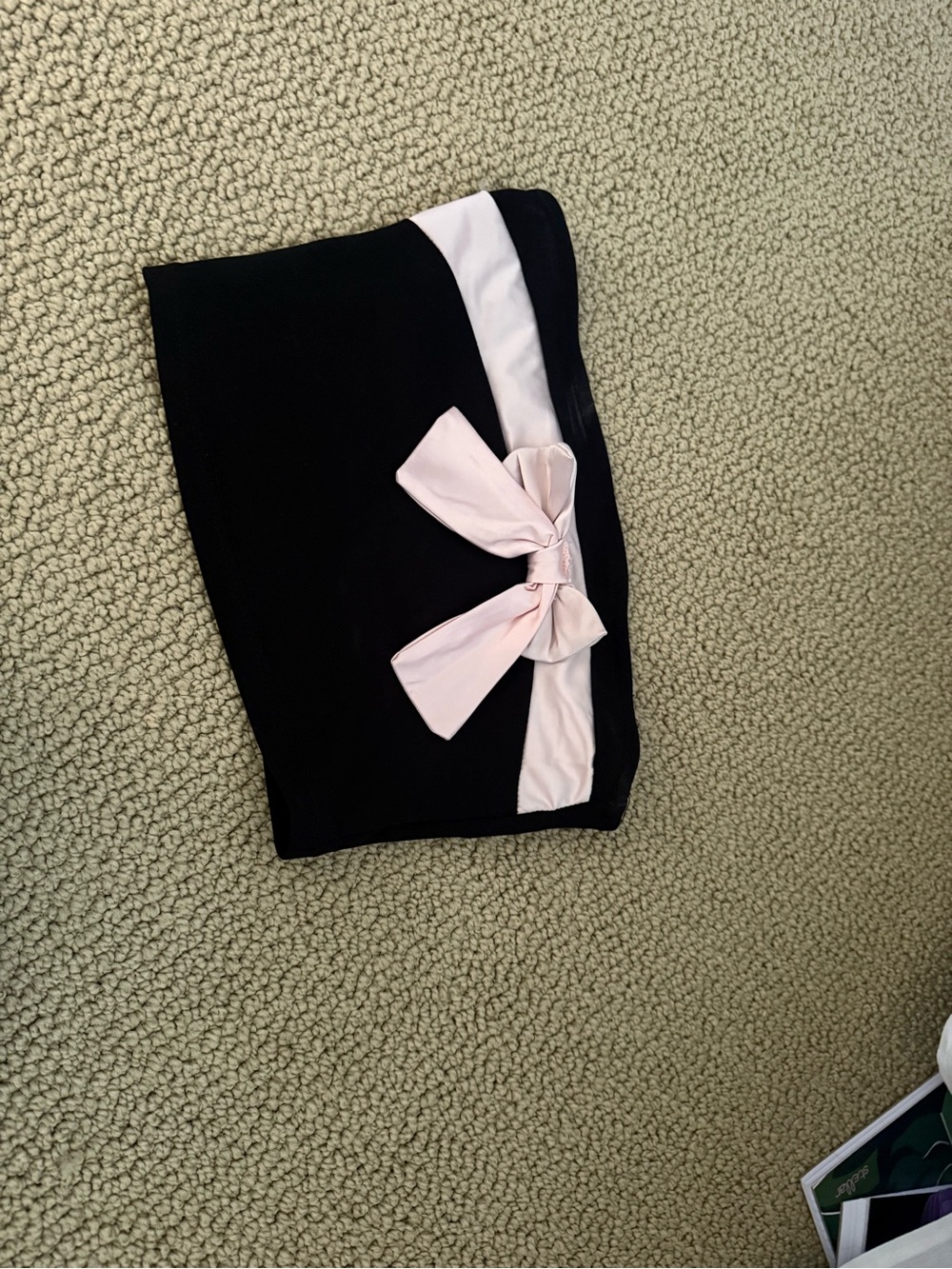 Women’s Black Mini Skirt with Pale Pink Bow Accent